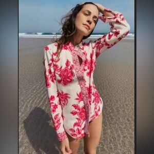 ZARA GRECIAN FLORAL PRINT SHIRT